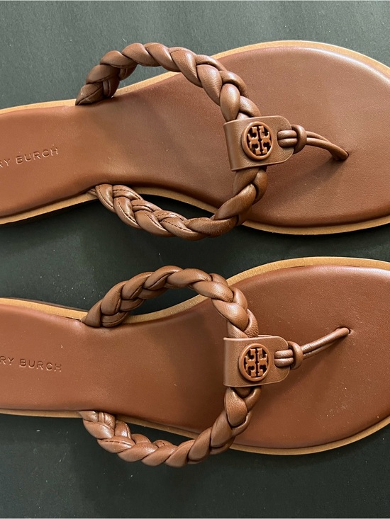 Tory Burch Shoes - Tory Burch Chestnut Braided Leather Thong Sandals